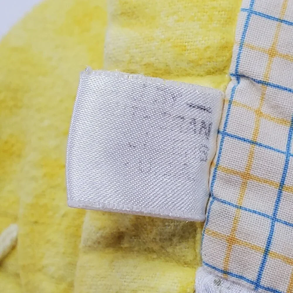 VTG Quilted Patchwork Baby Crib Blanket Yellow & Cute Cat Design 51
